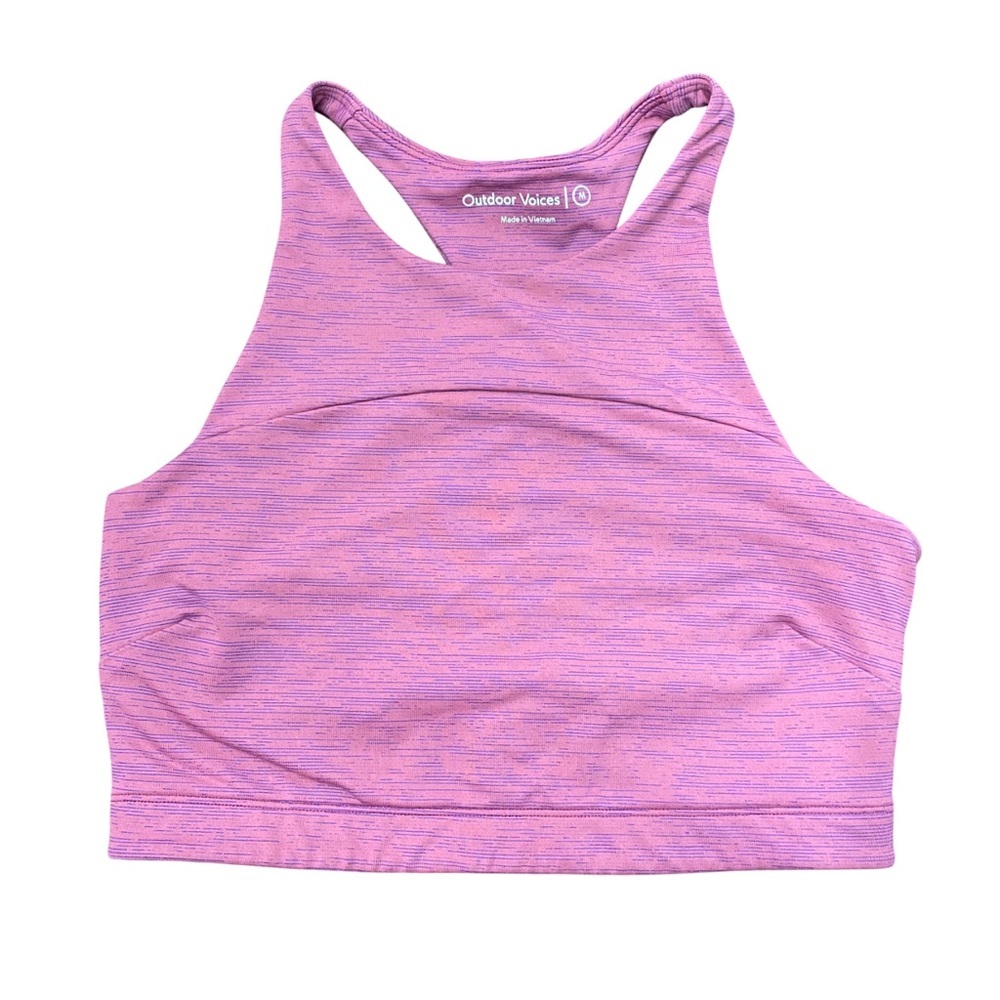 Outdoor Voices Athena Crop Top Lavender Activewear High Neckline Tank Top M…